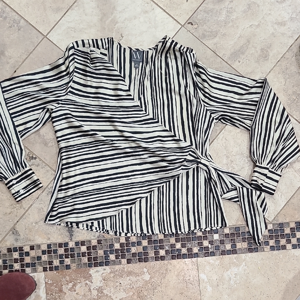 Worthington Black and White Striped Blouse